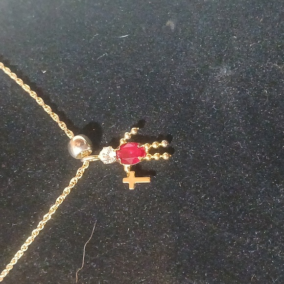 Gold Charm Necklace with Multicolor Accents - Picture 7 of 9